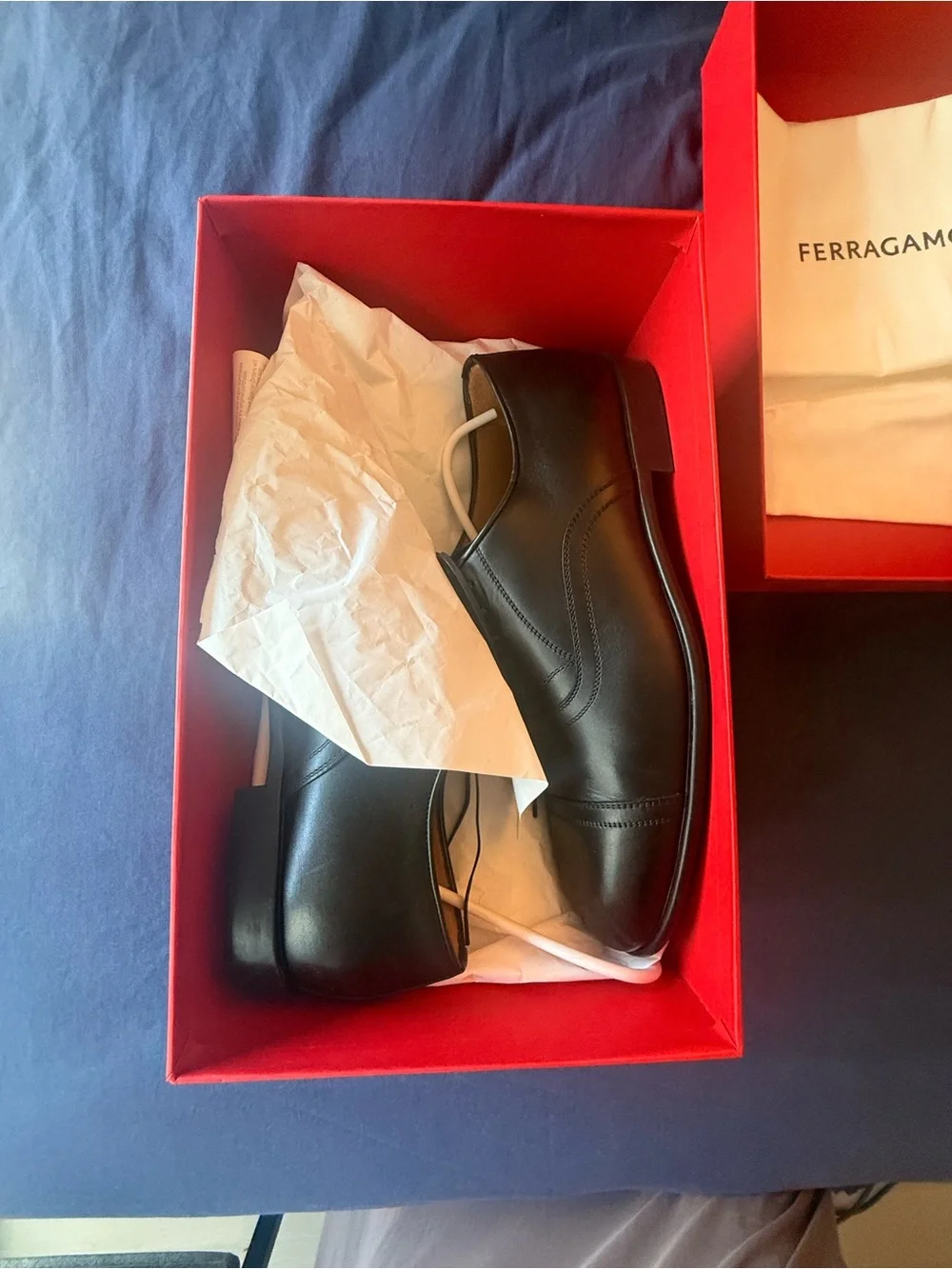 Brand new never worn Salvatore Ferragamo Black Leather Cap-Toe Oxfords